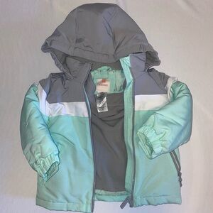 2 in 1 Coat. Gray/Mint Hooded Jacket. Size 2T